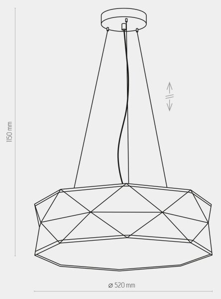 Висящ полилей KANTOOR 1xE27/15W/230V черен