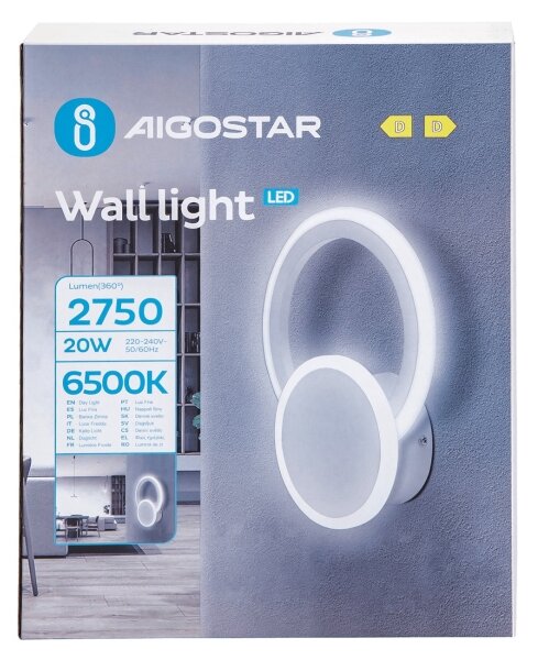 Aigostar - LED аплик LED/20W/230V 6500K бял