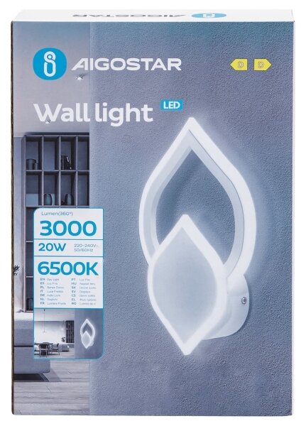 Aigostar - LED аплик LED/20W/230V 6500K бял