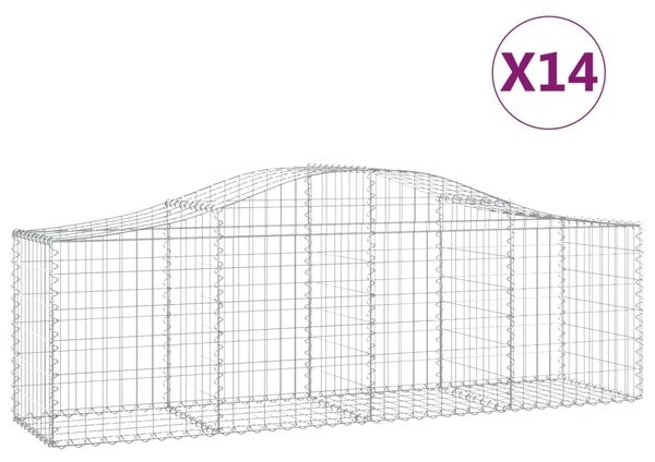 VidaXL Габионни кошници арка 14 бр 200x50x60/80 см поцинковано желязо