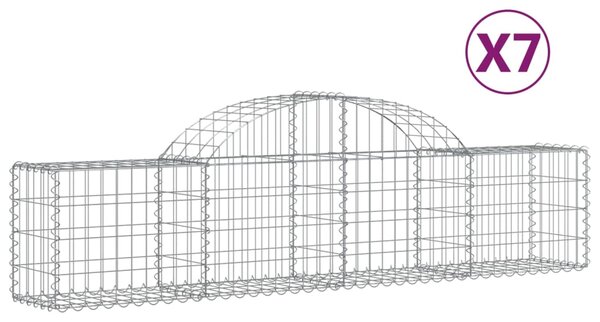 VidaXL Габионни кошници арка 7 бр 200x30x40/60 см поцинковано желязо