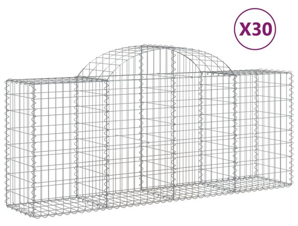 VidaXL Габионни кошници арка 30 бр 200x50x80/100 см поцинковано желязо