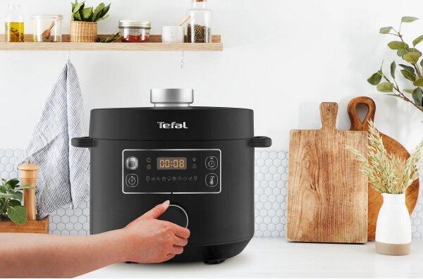 Tefal - Многофункционална електрическа тенджера TURBO CUISINE 4,8 l 1090W/230V черен