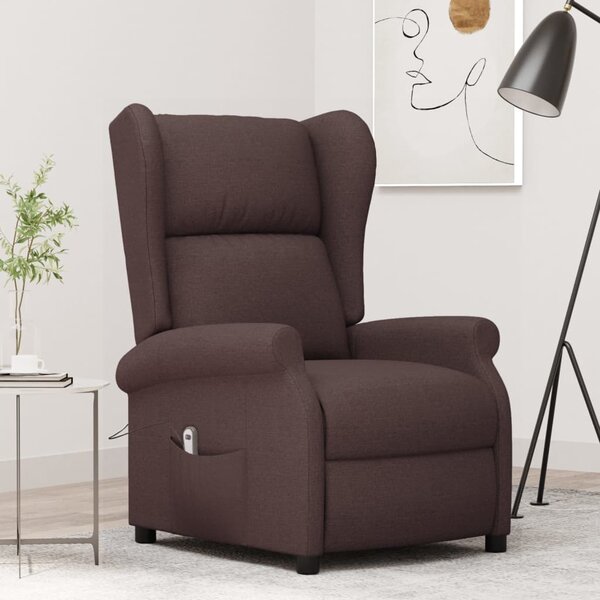 VidaXL Wingback електрически реклайнер стол, тъмнокафяв, текстил