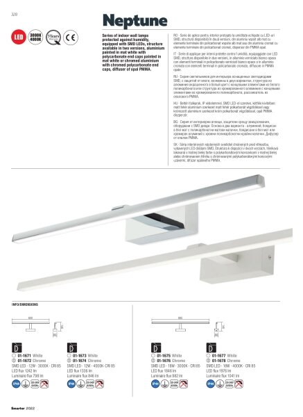 Redo 01-1674 - LED Лампа за огледало за баня NEPTUNE LED/12W/230V IP44