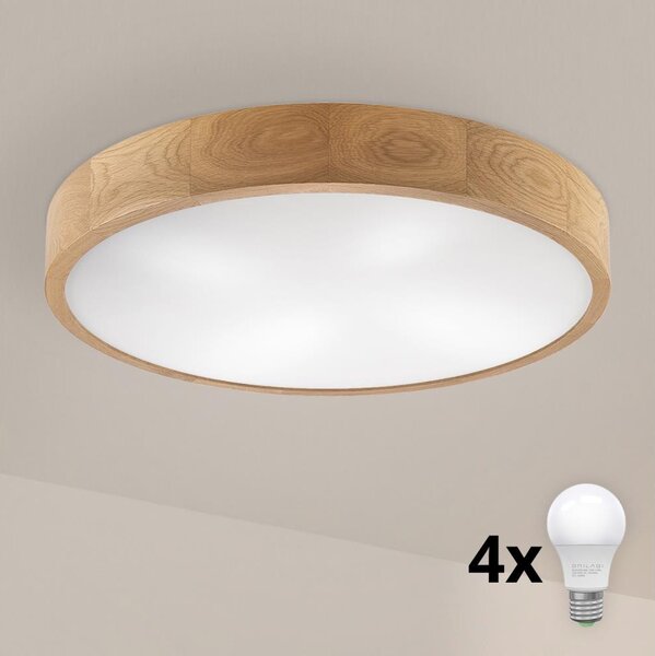 Brilagi - LED таванен плафон CARVALHO 4x E27/60W/230V, дъб, Ø 57,5 cm
