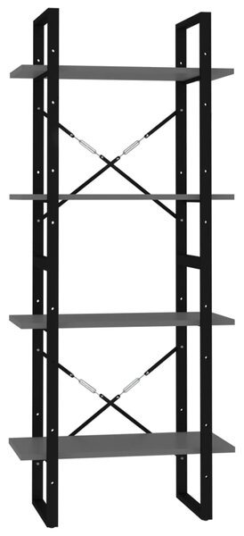 VidaXL 4-етажна библиотека, сив, 60x30x140 см, инженерно дърво