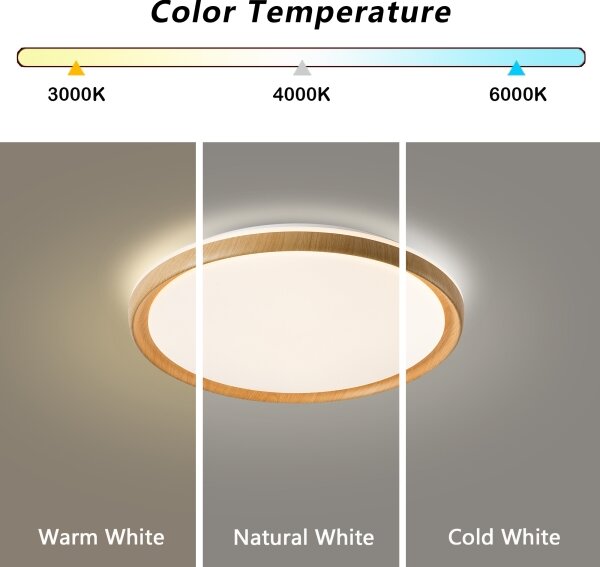 Brilagi-LED Димируем таванен плафон RIVO LED/72W/230V 3000-6000K с дървесен декор Ø 50 cm+ДУ