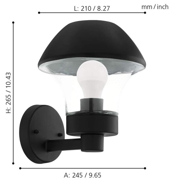 Eglo 97446 - LED Димируема Екстериорна лампа VERLUCCA-C 1xE27/9W/230V IP44 Bluetooth