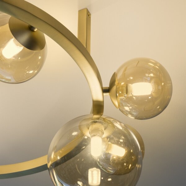 Ideal Lux - LED плафонен полилей PERLAGE 10xG9/3W/230V Ø 70 см златист/опушен