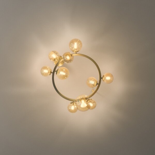 Ideal Lux - LED плафонен полилей PERLAGE 10xG9/3W/230V Ø 70 см златист/опушен