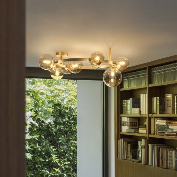 Ideal Lux - LED плафонен полилей PERLAGE 10xG9/3W/230V Ø 70 см златист/опушен