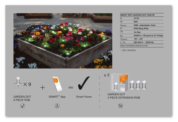 Ledvance - LED RGB Екстериорен к-кт за удължаване SMART+ 9xLED/2.5W/230V IP65 Wi-Fi