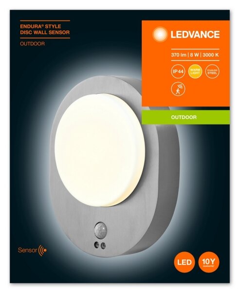 Ledvance - LED Екстериорен аплик със сензор DISC LED/8W/230V IP44