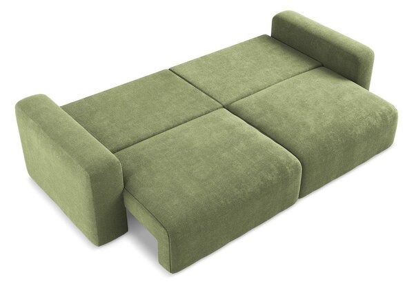 Зелен шенилов сгъваем/с място за съхранение диван 252 cm Kona – Makamii