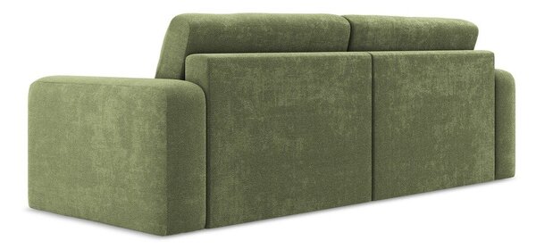 Зелен шенилов сгъваем/с място за съхранение диван 252 cm Kona – Makamii