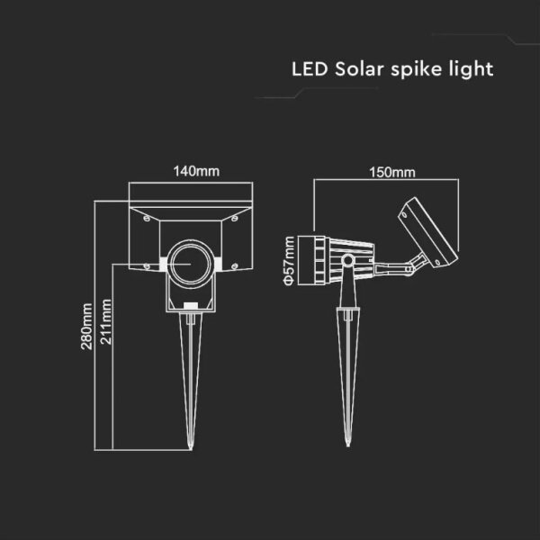 LED Соларна лампа SPIKE LED/2W/5,5V IP65 3000K