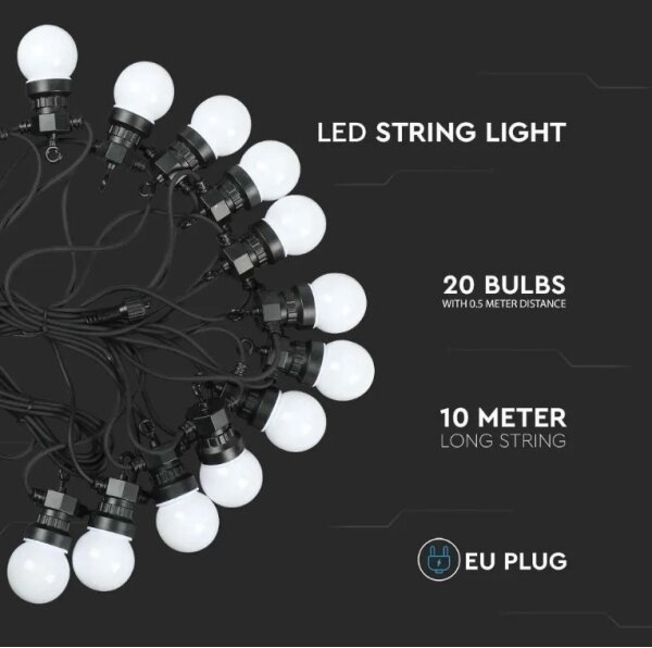 LED Екстериорни лампички STRING 10м 20xLED/0,5W/24/230V 3000K IP44