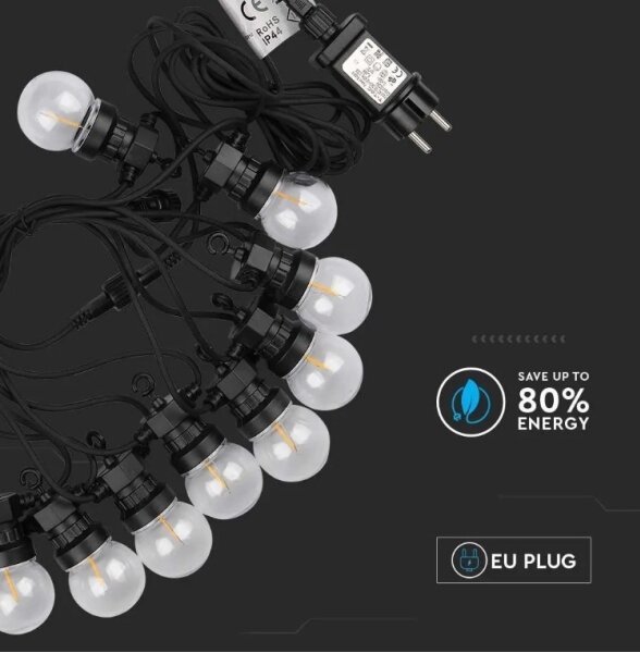 LED Екстериорни лампички STRING 5м 10xLED/0,4W/24/230V 3000K IP44