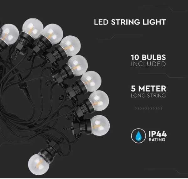 LED Екстериорни лампички STRING 5м 10xLED/0,4W/24/230V 3000K IP44