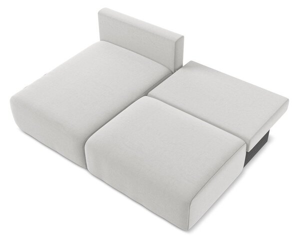 Светлосив кадифен сгъваем/с място за съхранение ъглов диван (ляв ъгъл) Kalena – Makamii