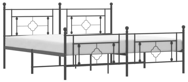 VidaXL Метална рамка за легло с горна и долна табла, черна, 183x213 см