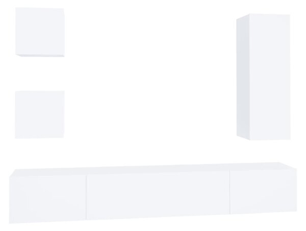 VidaXL Комплект ТВ шкафове от 5 части инженерно дърво Бял гланц