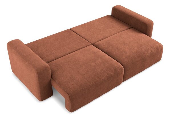 Теракотен шенилов сгъваем/с място за съхранение диван 252 cm Kona – Makamii