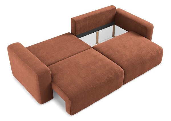 Теракотен шенилов сгъваем/с място за съхранение диван 252 cm Kona – Makamii