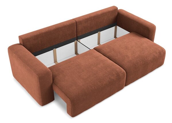 Теракотен шенилов сгъваем/с място за съхранение диван 252 cm Kona – Makamii