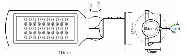 LED Улична лампа със сензор LED/50W/170-400V IP65