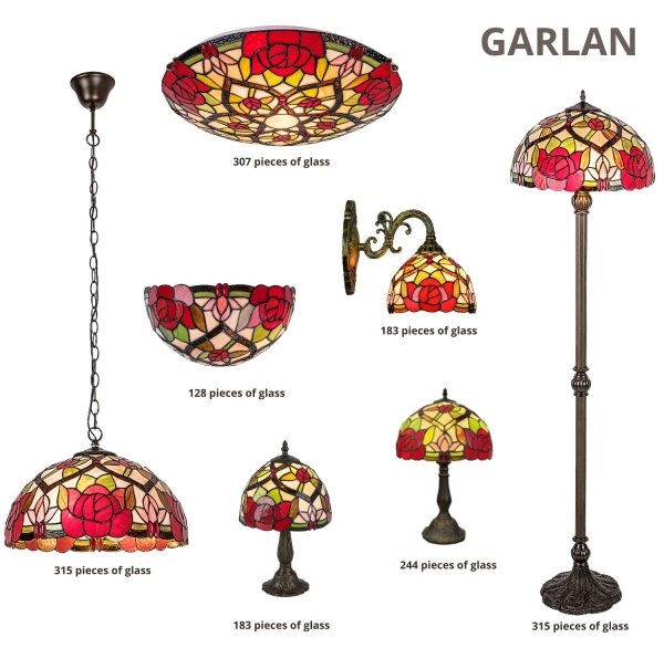 Brilagi - Tiffany витражен полилей на верига GARLAN 2xE27/60W/230V