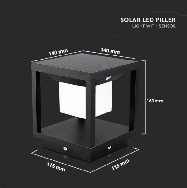 LED Солара лампа със сензор LED/2W/5,5V 3000K IP65 черна