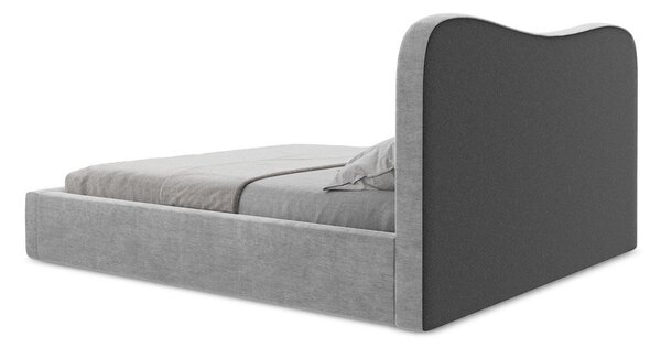 Светлосиво двойно легло 180x200 cm тапицирано с място за съхранение с включена подматрачна рамка Kahai – Makamii