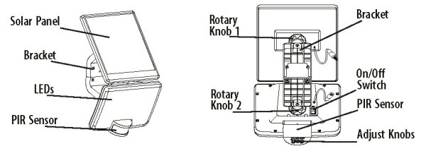 LED Соларен аплик със сензор LED/8W IP54