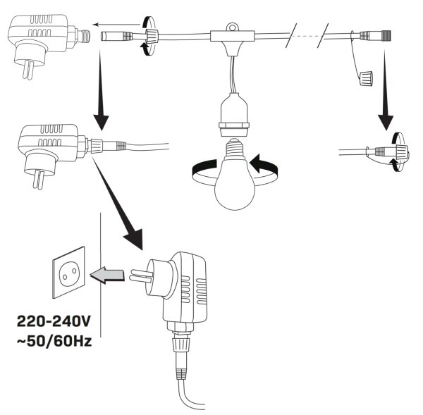 LED Екстериорни декоративни лампички PARTY NEON 7,6 м 10xE27/0,6W/36V IP44