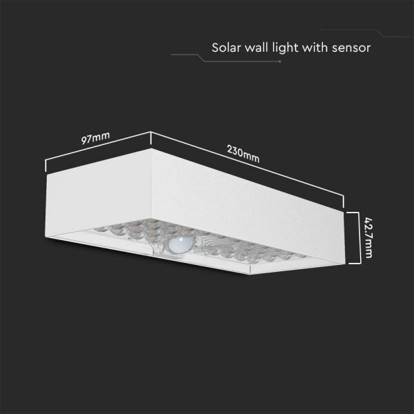 LED Соларен аплик със сензор LED/6W/3,7V IP65 4000K бял