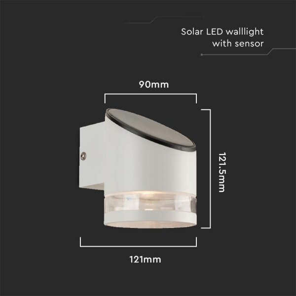 LED Соларен аплик със сензор LED/1W/3,7V IP54 3000K бял