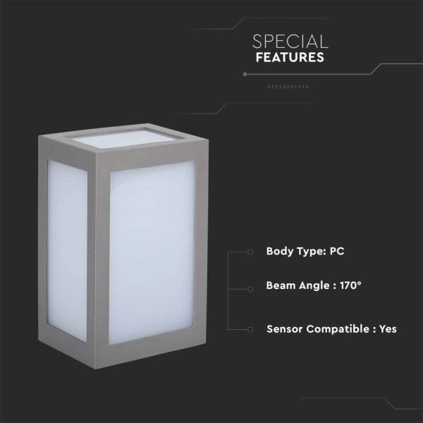 LED Екстериорен аплик LED/12W/230V 3000K IP65 сив