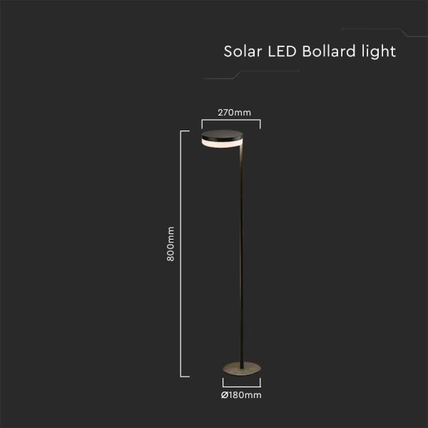 LED Екстериорна соларна лампа LED/2W/3,7V 3000K IP54 черен