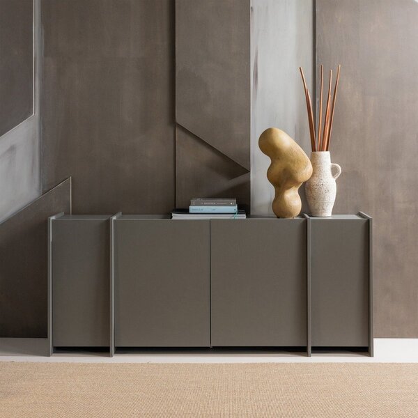 Сив скрин от декор от ясен 200x85x44 cm Brock – WOOOD