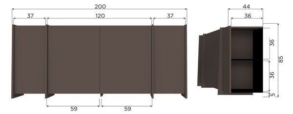 Тъмнокафяв скрин от декор от ясен 200x85x44 cm Brock – WOOOD