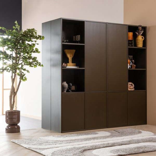 Тъмнокафяв модулен шкаф от масивен бор 108x215 cm Meggy – WOOOD
