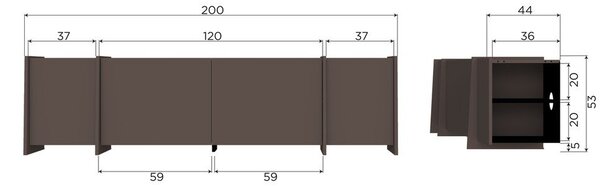 Тъмнокафява маса за телевизор от декор от ясен 200x53x44 cm Brock – WOOOD