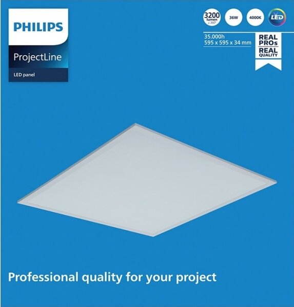 Philips PROJECTLINE LED панел 36W 230V 59,5x59,5 см за окачен таван