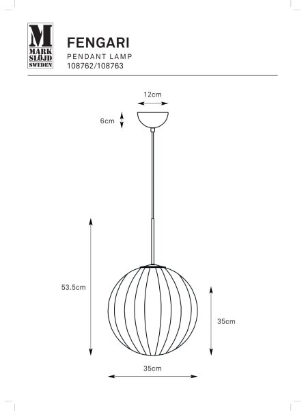 Markslöjd 108762 - Пендел FENGARI 1xE14/40W/230V черен