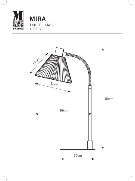 Markslöjd 108697 - Настолна лампа MIRA 1xE14/40W/230V черен/бял