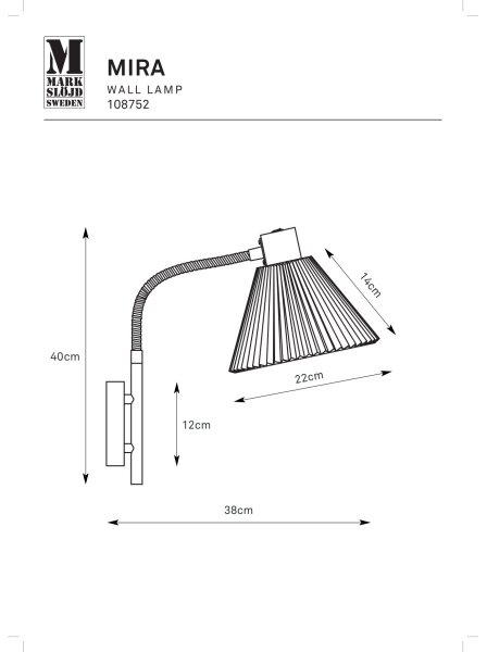 Markslöjd 108752 - Аплик MIRA 1xE14/40W/230V черен/бял