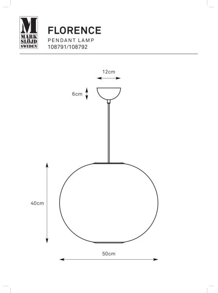 Markslöjd 108792 - Пендел FORENCE 1xE27/40W/230V Ø 50 см бял