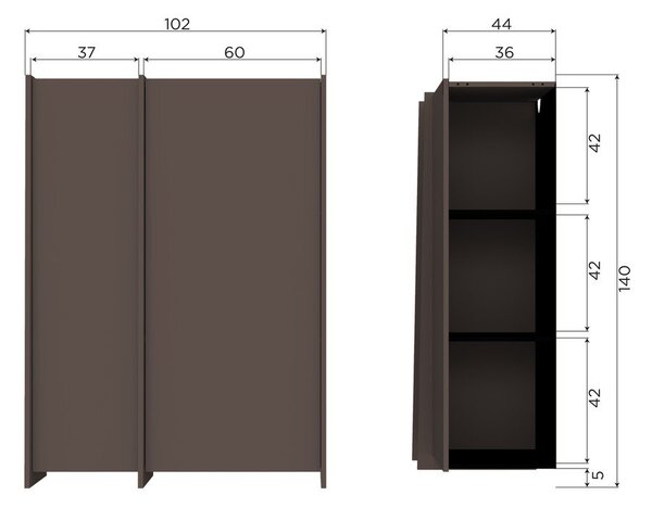 Тъмнокафяво шкафче от декор от ясен 102x140x44 cm Brock – WOOOD